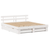 Estrutura da Cama com gaveta com cabeceira com armazenamento Branco 200 x 200 cm 2