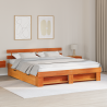 Estructura de cama Marrón cera 180 x 200 cm Madera maciza 1