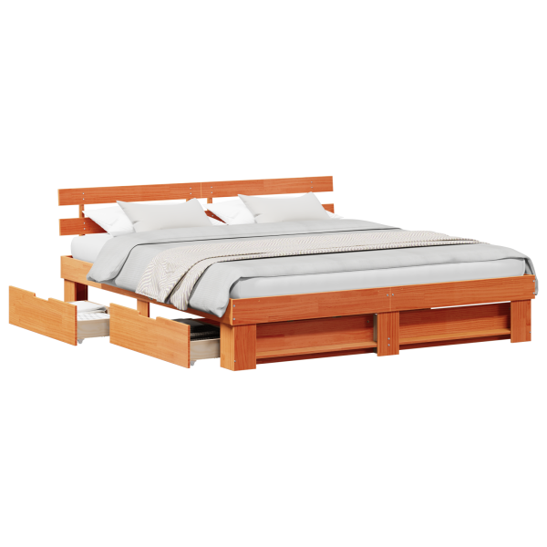 Estructura de cama Marrón cera 180 x 200 cm Madera maciza M 3