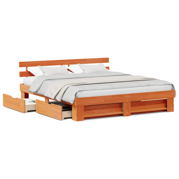 Estrutura da Cama Castanho-mel 180 x 200 cm Madeira Sólida M 4