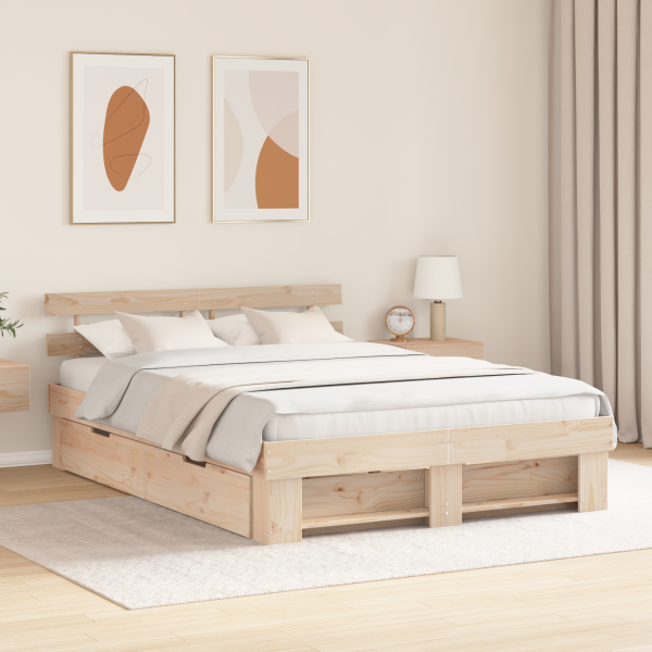 Estructura de cama Marrón 150 x 200 cm Madera de pino sólido D