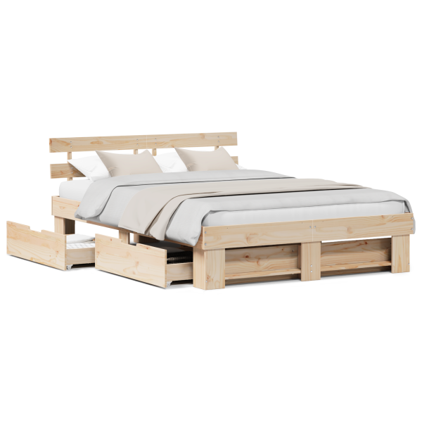 Estructura de cama Marrón 150 x 200 cm Madera de pino sólido M 4