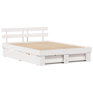 Estructura de cama Blanco 150 x 200 cm Madera de pino sólido H