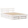 Estrutura da Cama com gaveta com cabeceira com armazenamento Branco 150 x 200 cm 2