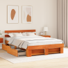 Estructura de cama Marrón cera 150 x 200 cm Madera maciza 5