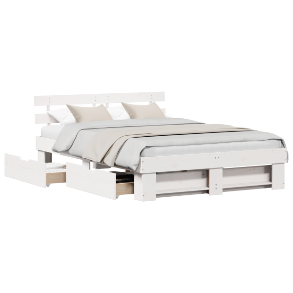 Estrutura da Cama Branco 140 x 200 cm Madeira de Pinheiro M 3