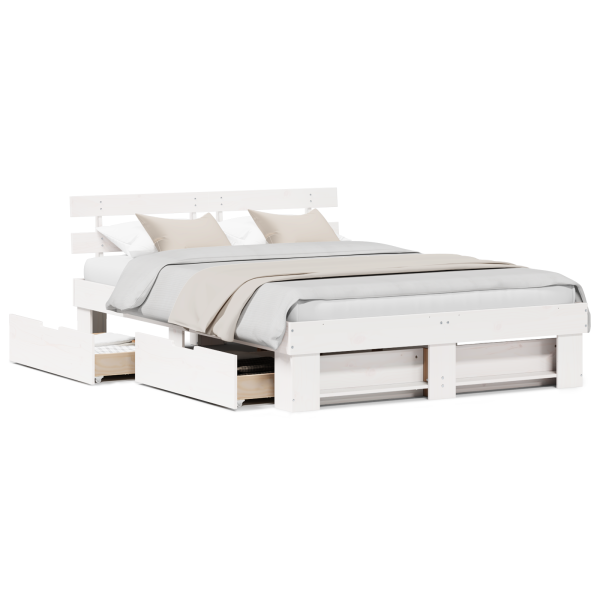 Estrutura da Cama Branco 140 x 200 cm Madeira de Pinheiro M 4