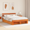 Estructura de cama con cajón con cabecera con almacenamiento Marrón cera 140 x 200 cm 1