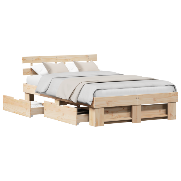 Estructura de cama con cajón Marrón 120 x 200 cm Madera de pino M 3