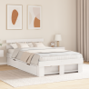 Estrutura da Cama com gaveta com cabeceira com armazenamento Branco 140 x 190 cm 1