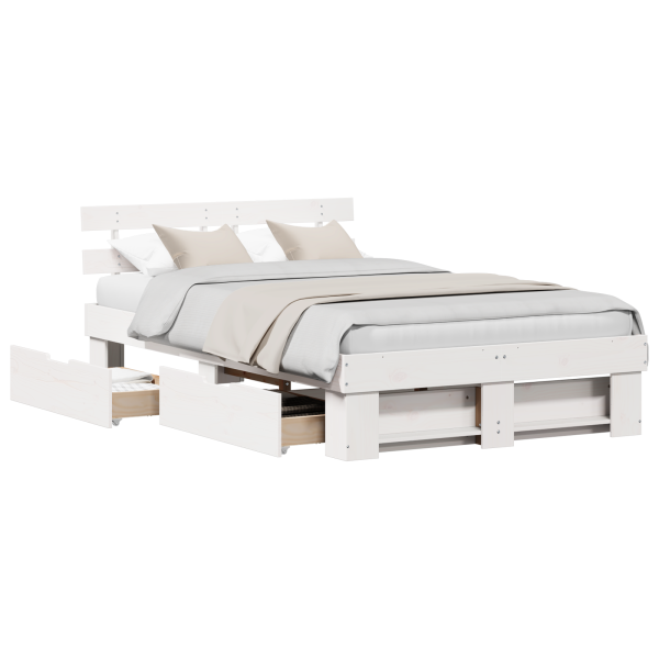 Estructura de cama Blanco 140 x 190 cm Madera de pino sólido M 3