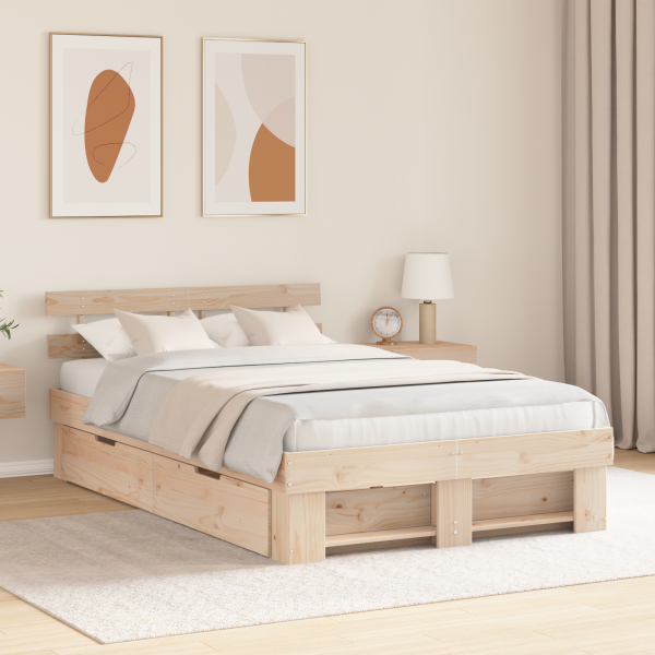 Estructura de cama Marrón 120 x 190 cm Madera de pino sólido D