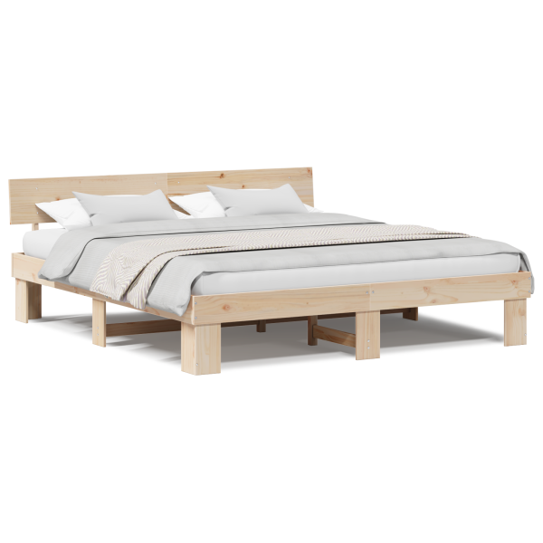 Estructura de cama Marrón 200 x 200 cm Madera de pino sólido M 4