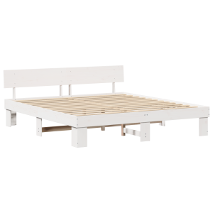 Estrutura da Cama com cabeceira Branco 200 x 200 cm Madeira H