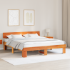 Estrutura da Cama com cabeceira Castanho-mel 200 x 200 cm 1
