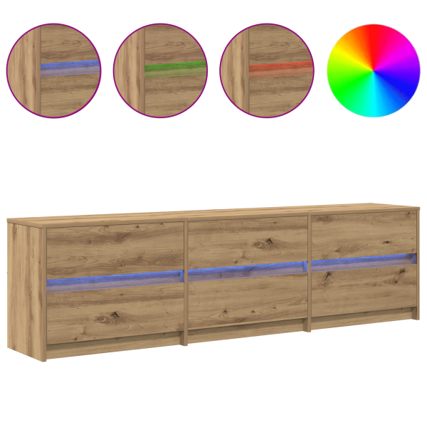 Gabinete de TV con luces de tiras LED con cajón con almacenamiento Marrón 181 x 34 x 50 cm M 4