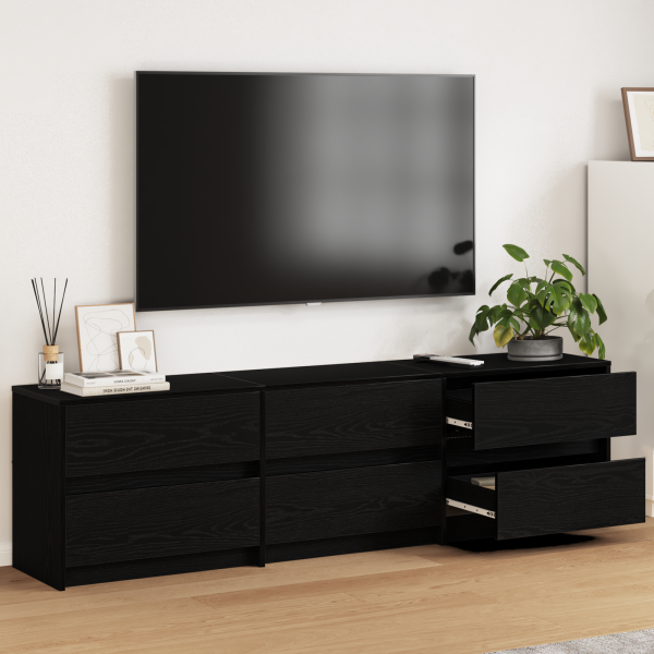 Gabinete de TV Negro 182 x 34 x 50 cm Madera contrachapada D