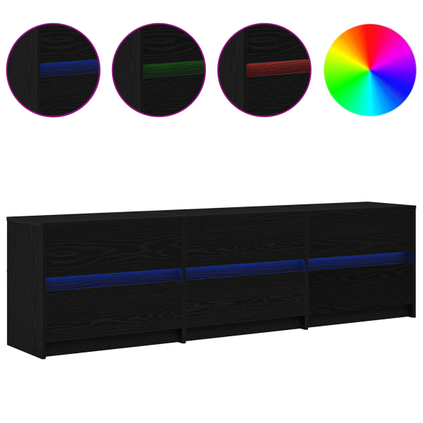 Gabinete de TV Negro 182 x 34 x 50 cm Madera contrachapada M 4