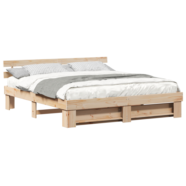 Estructura de cama Marrón 200 x 200 cm Madera maciza de pino M 3