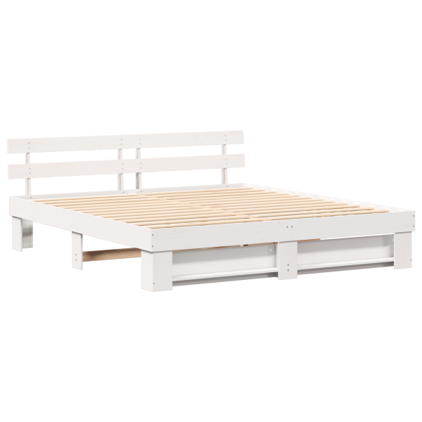Estructura de cama Blanco 200 x 200 cm Madera maciza de pino M 2
