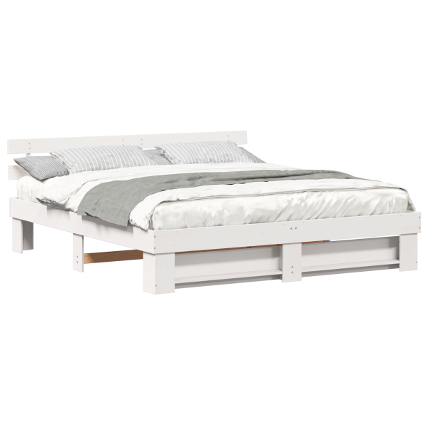 Estrutura da Cama Branco 200 x 200 cm Madeira de pinho maciça M 3