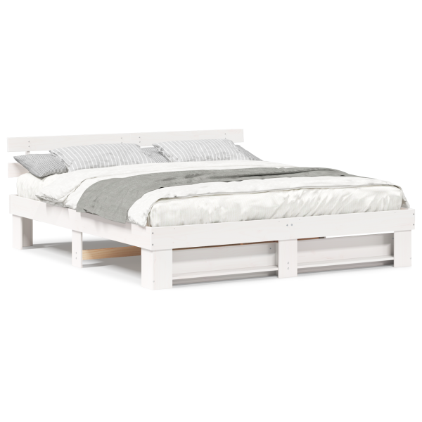 Estructura de cama Blanco 200 x 200 cm Madera maciza de pino M 4