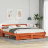 Estructura de cama Marrón 200 x 200 cm Madera maciza de pino 1