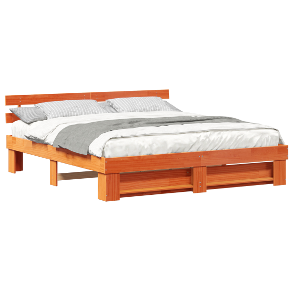 Estrutura da Cama Castanho 200 x 200 cm Madeira de pinho maciça M 3