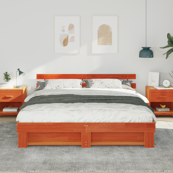 Estrutura da Cama Castanho 180 x 200 cm Madeira de pinho maciça M 5