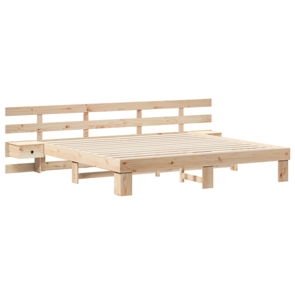 Estrutura da Cama Castanho 200 x 200 cm Madeira de pinho maciça M 2