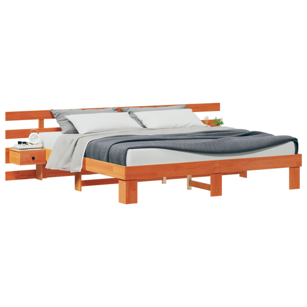 Estrutura da Cama Castanho 200 x 200 cm Madeira de pinho maciça M 3