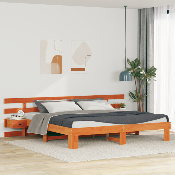 Estructura de cama con cajón Marrón 180 x 200 cm Madera maciza D