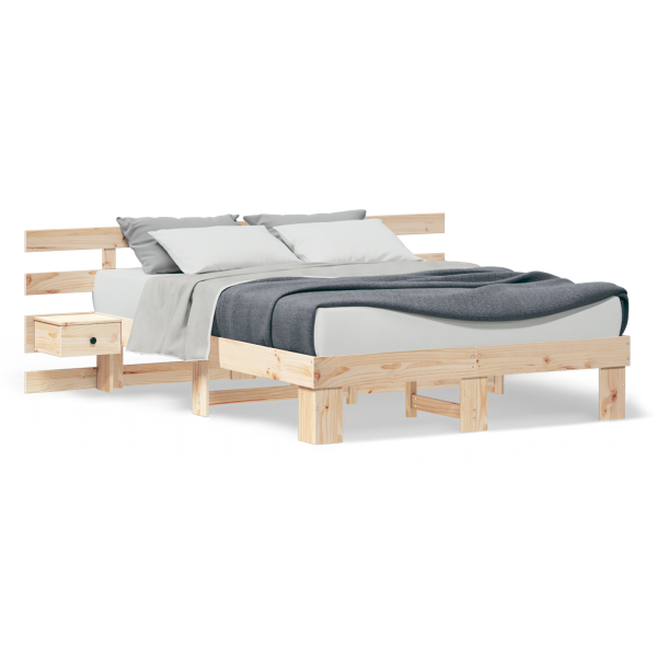 Estrutura da Cama Castanho 150 x 200 cm Madeira de pinho maciça M 4