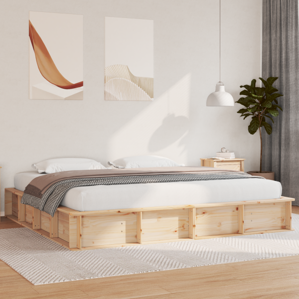 Estructura de cama Marrón 200 x 200 cm Madera de pino D