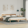 Estructura de cama con luces de tiras LED con cabecera Marrón 200 x 200 cm 1