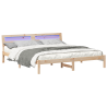 Estructura de cama con luces de tiras LED con cabecera Marrón 200 x 200 cm 3