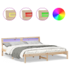 Estructura de cama con luces de tiras LED con cabecera Marrón 200 x 200 cm 4