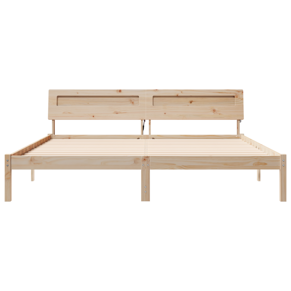 Estructura de cama con luces de tiras LED con cabecera Marrón 200 x 200 cm M 5