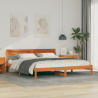 Estrutura da Cama Castanho 200 x 200 cm Madeira maciça 1