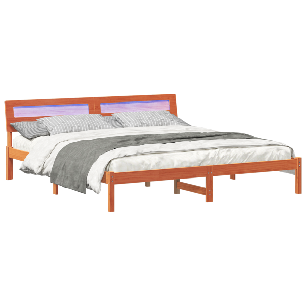 Estructura de cama Marrón 200 x 200 cm Madera maciza M 3