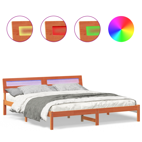 Estructura de cama Marrón 200 x 200 cm Madera maciza M 4