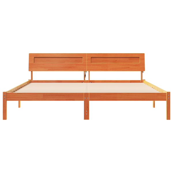 Estrutura da Cama Castanho 200 x 200 cm Madeira maciça M 5