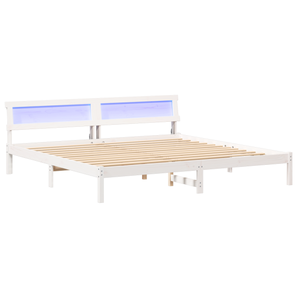 Estrutura da Cama Branco 200 cm x 200 cm Metal e Madeira M 2