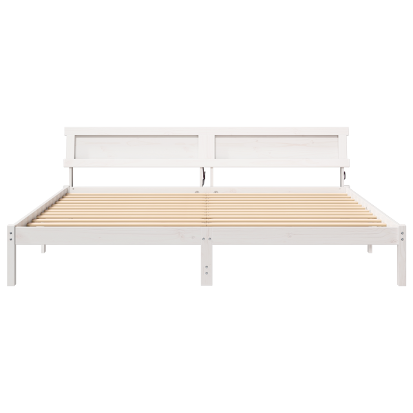 Estrutura da Cama Branco 200 cm x 200 cm Metal e Madeira M 5