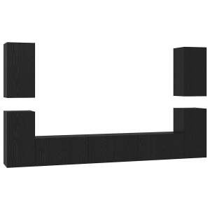 Conjunto de mueble de TV 7 pcs Roble negro Madera contrachapada H