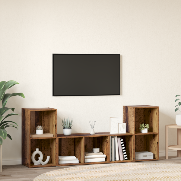 Juego de muebles de TV 3 pcs Marrón 107 x 35 x 37 cm M 4