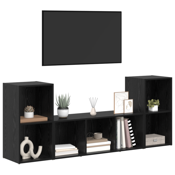 Conjunto de Estantes para TV 3 pcs Preto 107 x 35 x 37 cm M 3