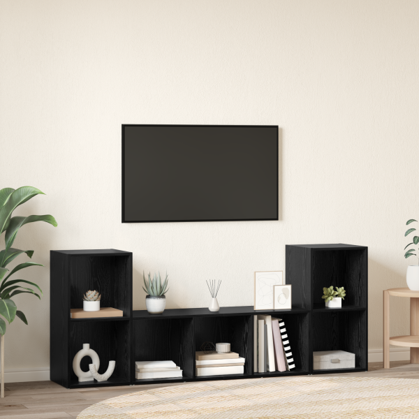 Juego de muebles de TV 3 pcs Negro 107 x 35 x 37 cm M 4