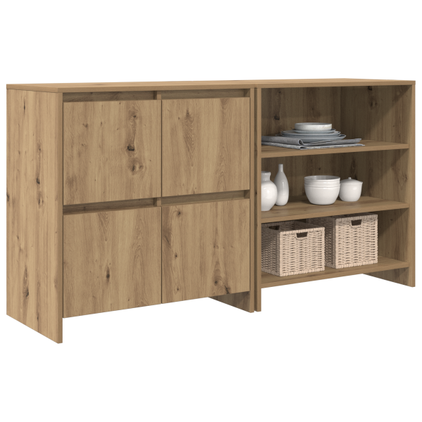 Buffet com prateleira com porta 2 pcs carvalho artisiano 70 x 41 x 75 cm M 3
