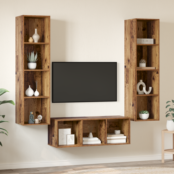 Juego de muebles de TV 3 pcs Madera vieja 37 x 37 x 142.5 cm M 4